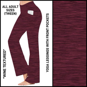 B3YL - Wine Textured Yoga Leggings with Front Pockets - Preorder ETA: Mid-Feb