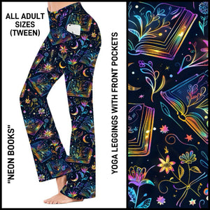 B3YL - Neon Books Yoga Leggings with Front Pockets - Preorder ETA: Mid-Feb