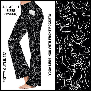 B3YL - Kitty Outlines Yoga Leggings with Front Pockets - Preorder ETA: Mid-Feb