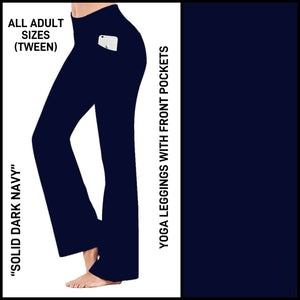 B3YL - Solid Dark Navy Yoga Leggings with Front Pockets - Preorder ETA: Mid-Feb