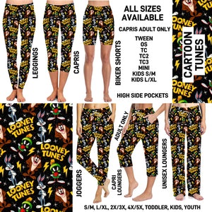 237BT - Cartoon Tunes Biker/Capris/Leggings with High Side Pockets - Preorder ETA: Mid-Feb