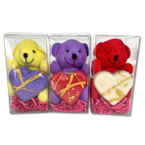 Gift Set With Heart Bath Bombs and Bear Plush Valentines Day - Oily BlendsGift Set With Heart Bath Bombs and Bear Plush Valentines Day