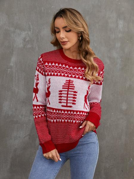 Christmas Theme Round Neck Sweater