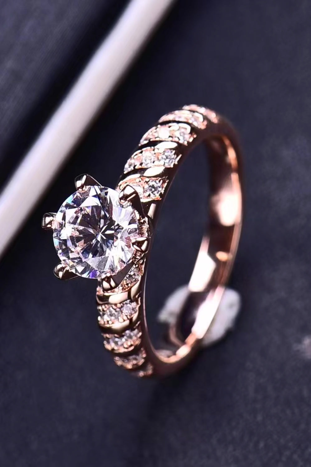 1 Carat Moissanite 18K Rose Gold-Plated 6-Prong Ring