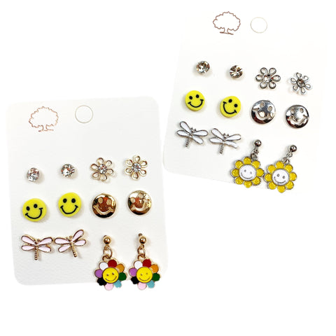 Happy Face 6 Pack Earrings