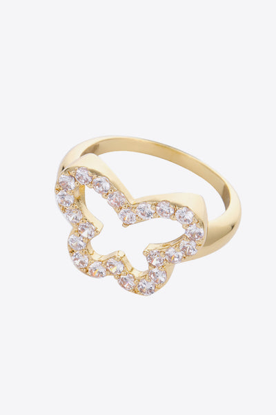 Rhinestone Butterfly-Shaped Ring