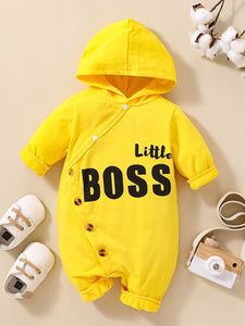 Baby LITTLE BOSS Graphic Hooded Jumpsuit