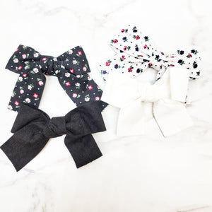 Suede & Floral Bow- 2 Pack