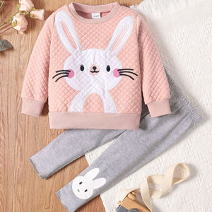 Girls Rabbit Graphic Top and Pants Set