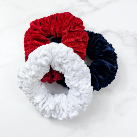 Velvety White Scrunchies