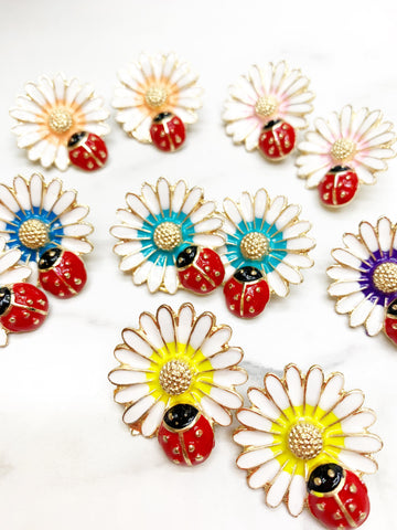 Lady Bug Floral Earring