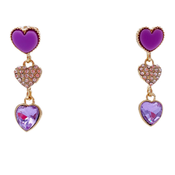 Crystal Heart Dangle Earrings
