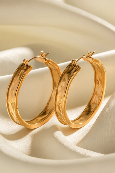 Hammered Stainless Steel Hoop Earrings