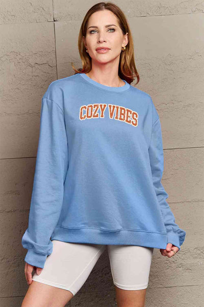 Simply Love Full Size COZY VIBES Graphic Sweatshirt