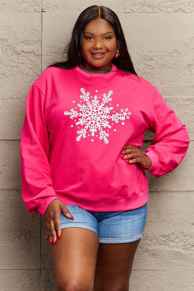 Simply Love Full Size Snowflake Graphic Sweatshirt