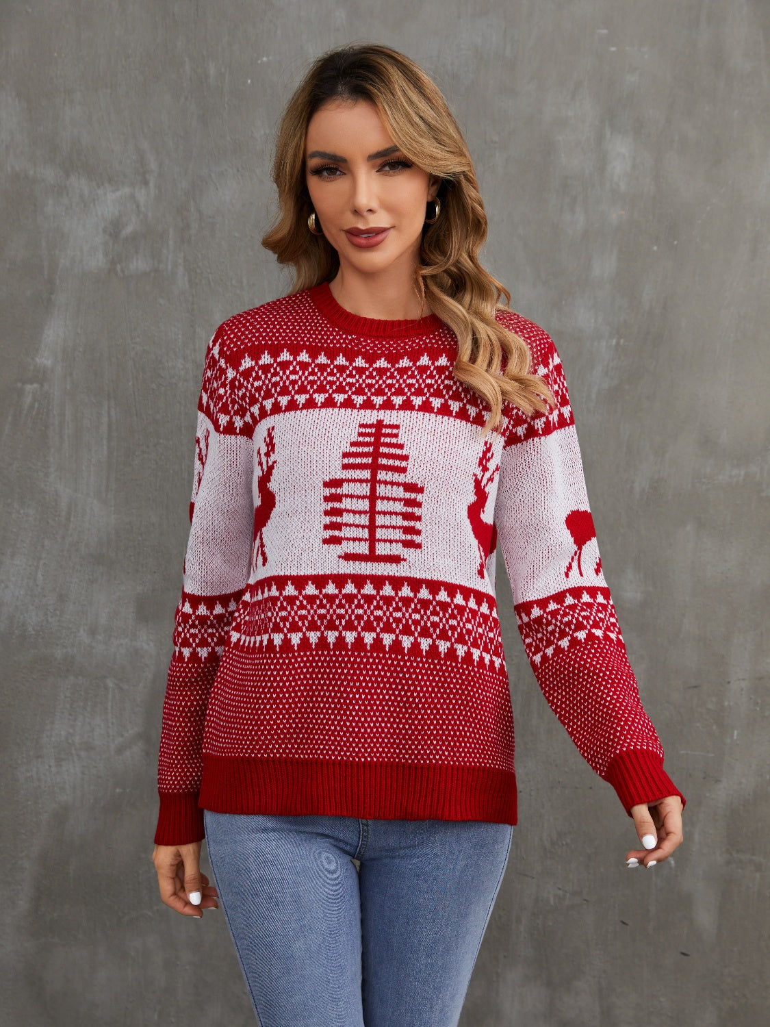 Christmas Theme Round Neck Sweater