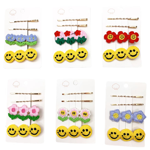 Embroidered Happy Clips 3 Pack