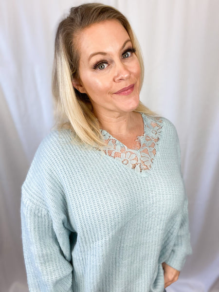 Floral Lace V neck Sweater