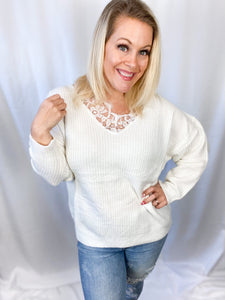 Floral Lace V neck Sweater