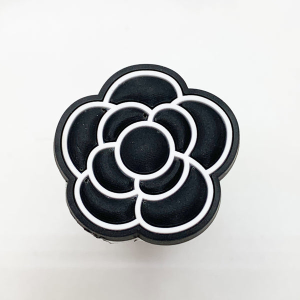 Black and White Flower Shoe Charm