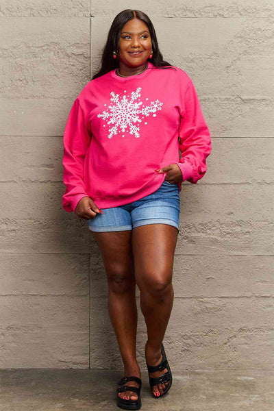 Simply Love Full Size Snowflake Graphic Sweatshirt