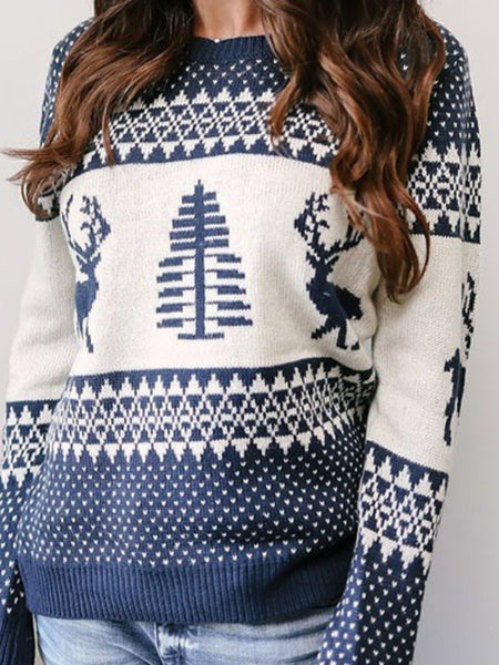 Christmas Theme Round Neck Sweater