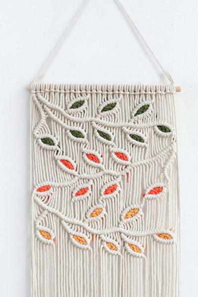 Contrast Leaf Fringe Macrame Wall Hanging