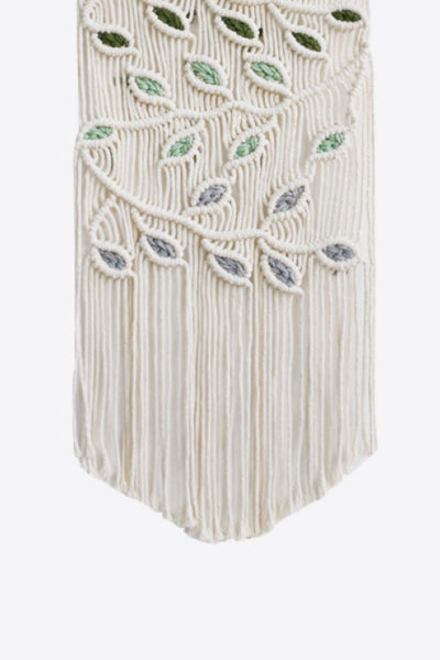 Contrast Leaf Fringe Macrame Wall Hanging