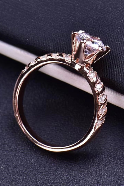 1 Carat Moissanite 18K Rose Gold-Plated 6-Prong Ring