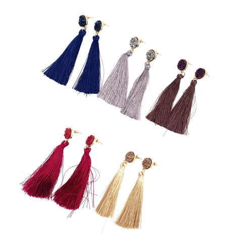 Crystal Tassel Drop Earrings