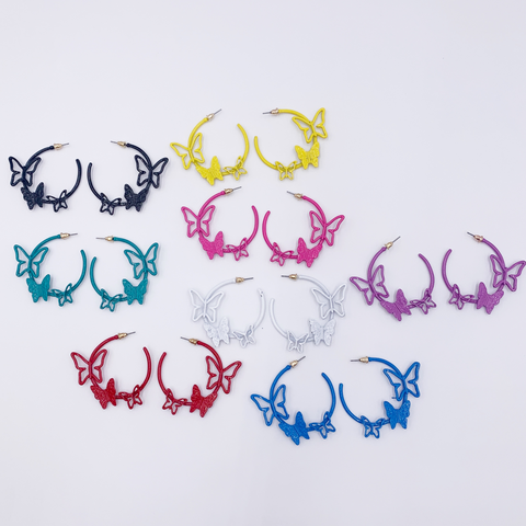 Colorful Butterfly Hoop Earrings