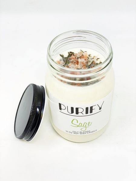 Jumbo Purify Candles with Herbs and Pink Salt - 100 Hour Burn Time Soy Wax Candles - Oily BlendsJumbo Purify Candles with Herbs and Pink Salt - 100 Hour Burn Time Soy Wax Candles