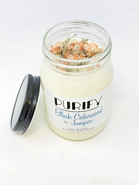 Jumbo Purify Candles with Herbs and Pink Salt - 100 Hour Burn Time Soy Wax Candles - Oily BlendsJumbo Purify Candles with Herbs and Pink Salt - 100 Hour Burn Time Soy Wax Candles